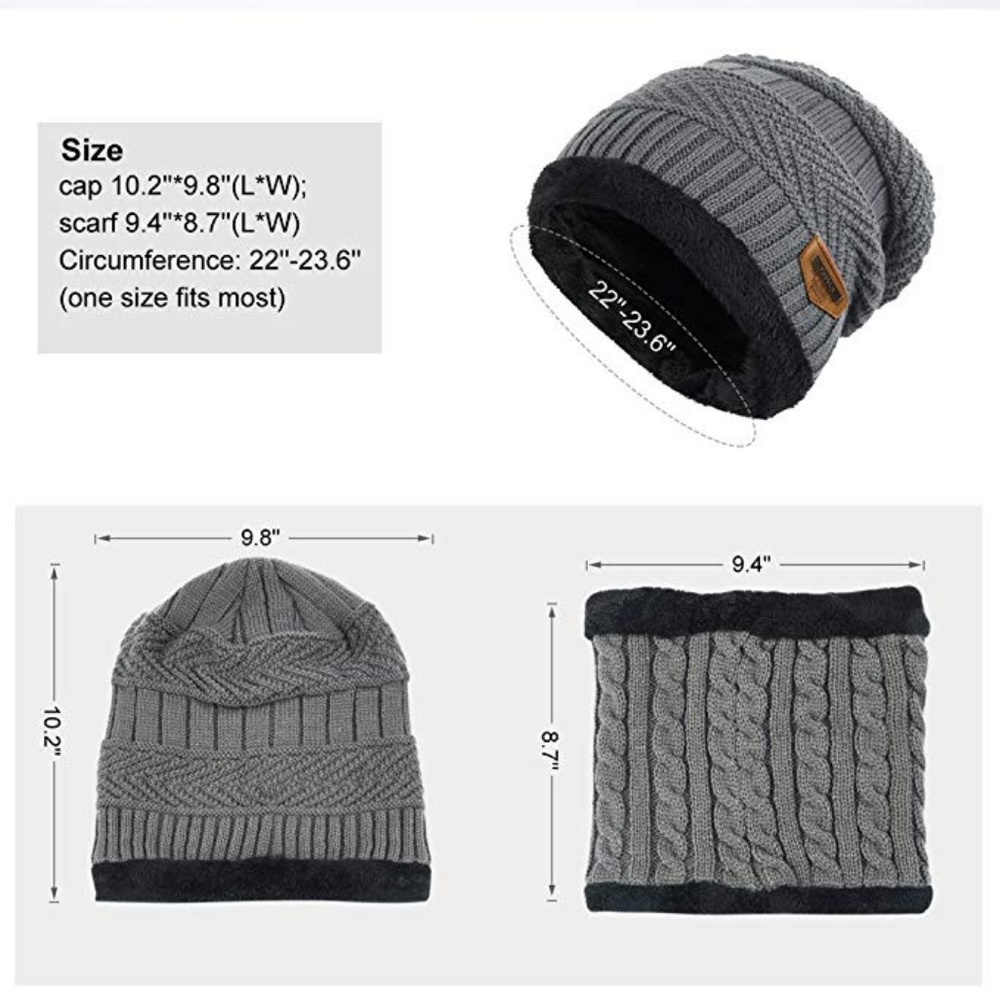 Unisex Winter Beanie Hat with Neck Warmer - Picture 8 of 8